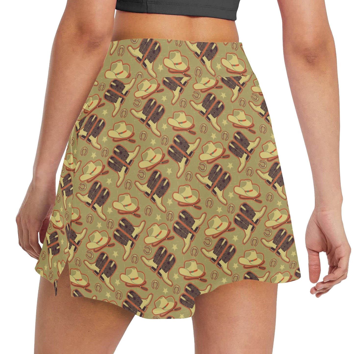 Western Cowboy Themed Women's Golf Skirt with Pocket