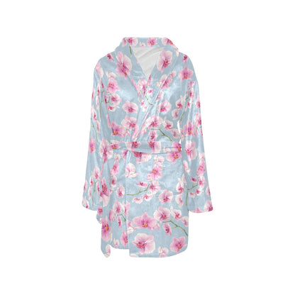 Orchid Pink Pattern Print Design OR01 Women's Fleece Robe