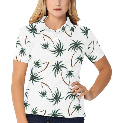 Palm Tree Pattern Print Design PT07 Women's Polo Shirt
