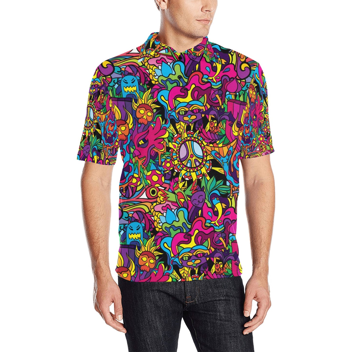 Trippy Print Design LKS304 Men Polo Shirt