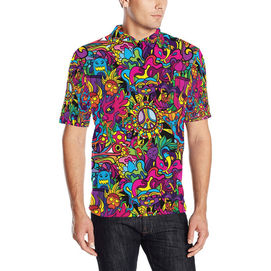 Trippy Print Design LKS304 Men Polo Shirt