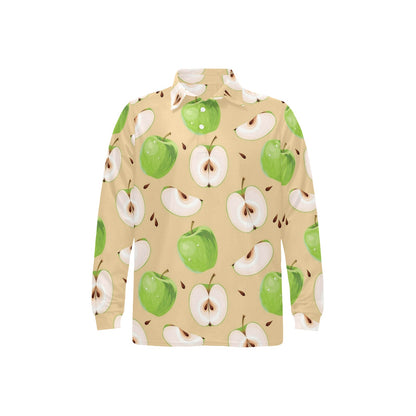 Apple Pattern Print Design AP07 Long Sleeve Polo Shirt For Men's