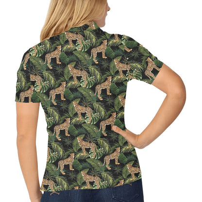Cheetah Pattern Print Design 05 Women's Polo Shirt