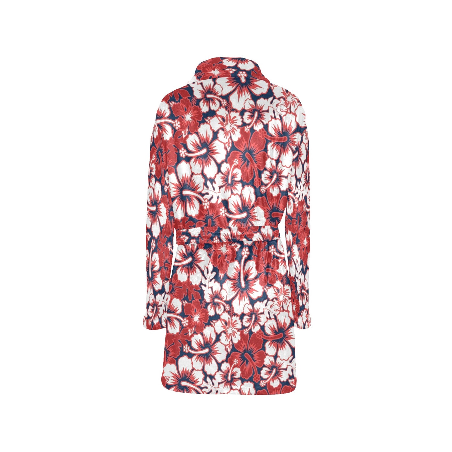 Red Hibiscus Pattern Print Design HB01 Women's Fleece Robe