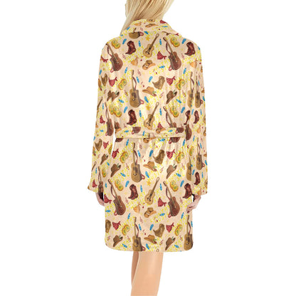 Western Lifestyle Print Design LKS303 Women's Fleece Robe
