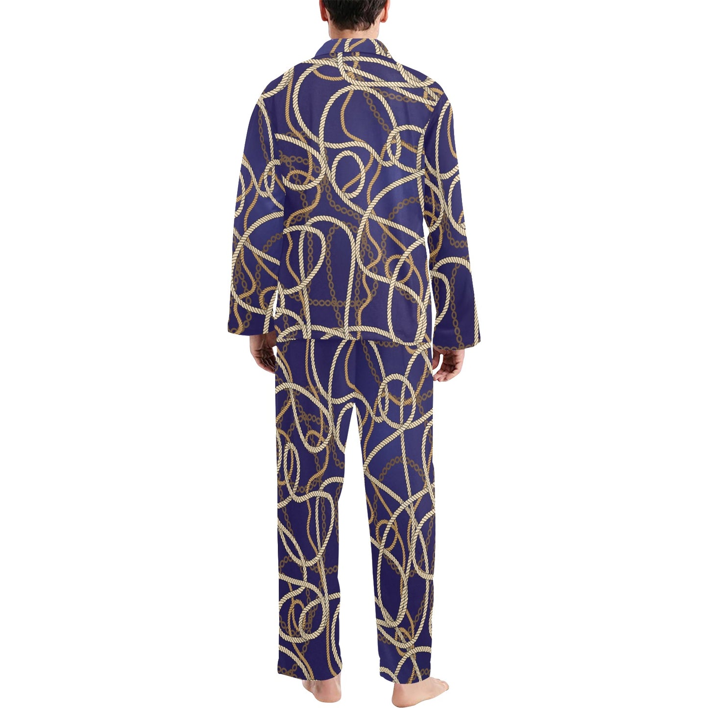 Rope Pattern Print Design A01 Men's Long Pajama Set