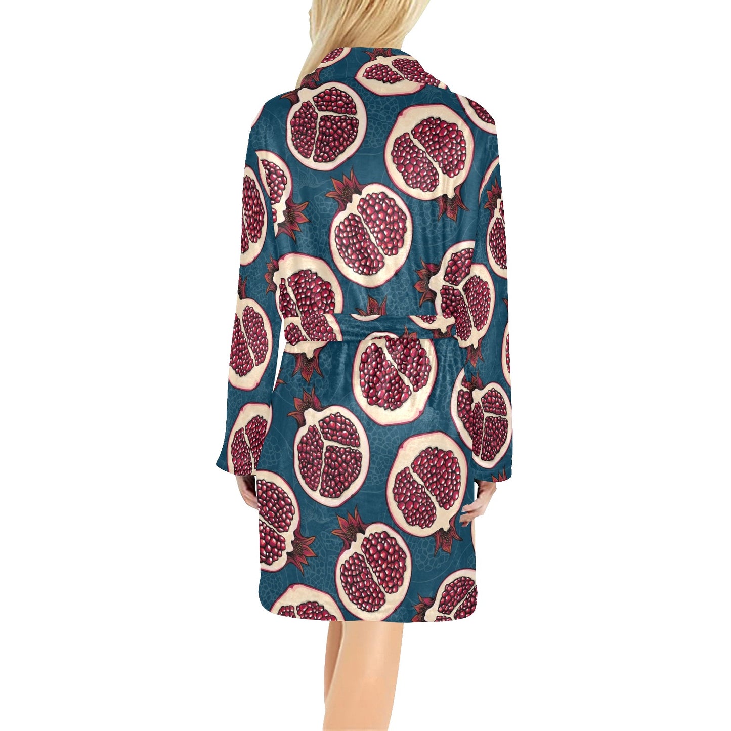 Pomegranate Pattern Print Design PG02 Women's Fleece Robe