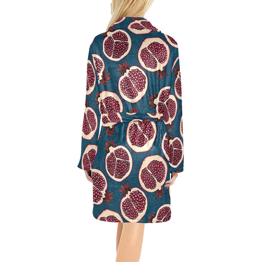 Pomegranate Pattern Print Design PG02 Women's Fleece Robe