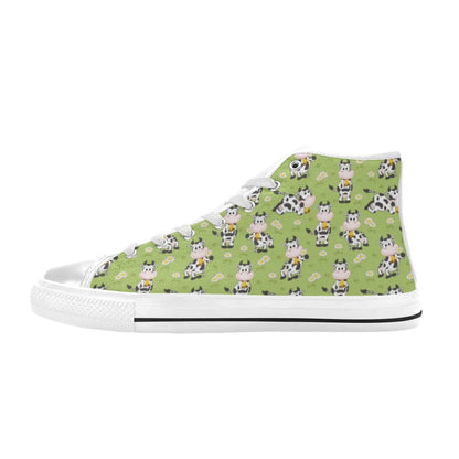 Cattle Print Design LKS401 Men's High Top Canvas Shoes