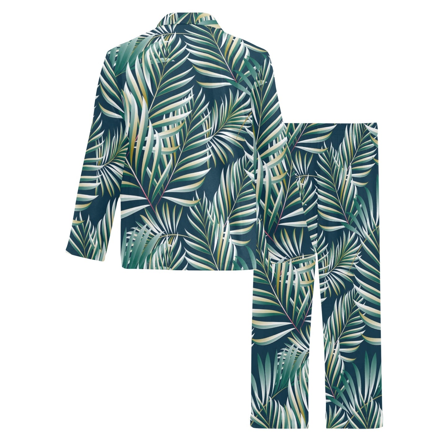 Sun Spot Tropical Palm Leaves hower Curtain Men's Long Pajama Set