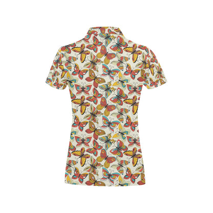 Butterfly Pattern Print Design 02 Women's Polo Shirt