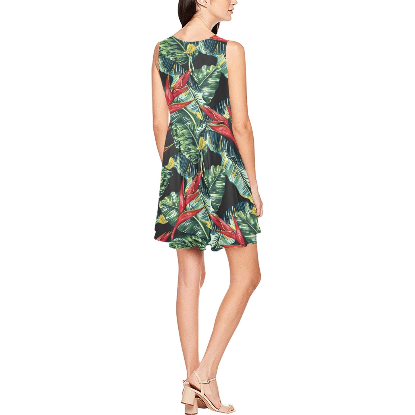 Bird Of Paradise Pattern Print Design BOP06 Sleeveless Dress