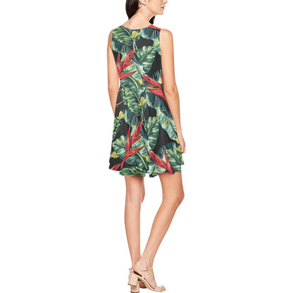 Bird Of Paradise Pattern Print Design BOP06 Sleeveless Dress