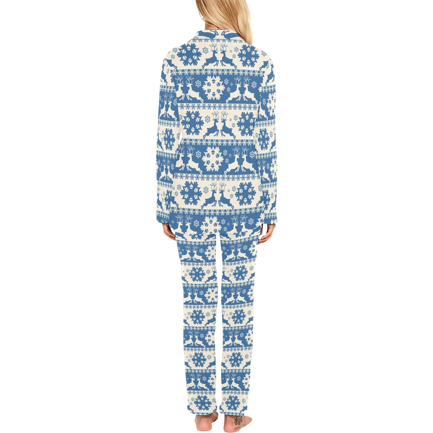 Reindeer Print Design LKS401 Women's Long Pajama Set