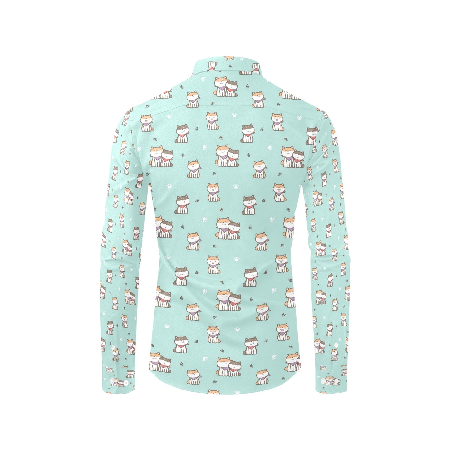 Shiba Inu Print Design LKS302 Men's Long Sleeve Dress Shirt