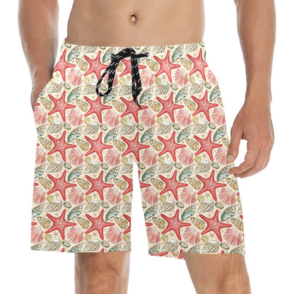 Seashell Print Design LKS301 Men's Swim Trunks Beach Shorts
