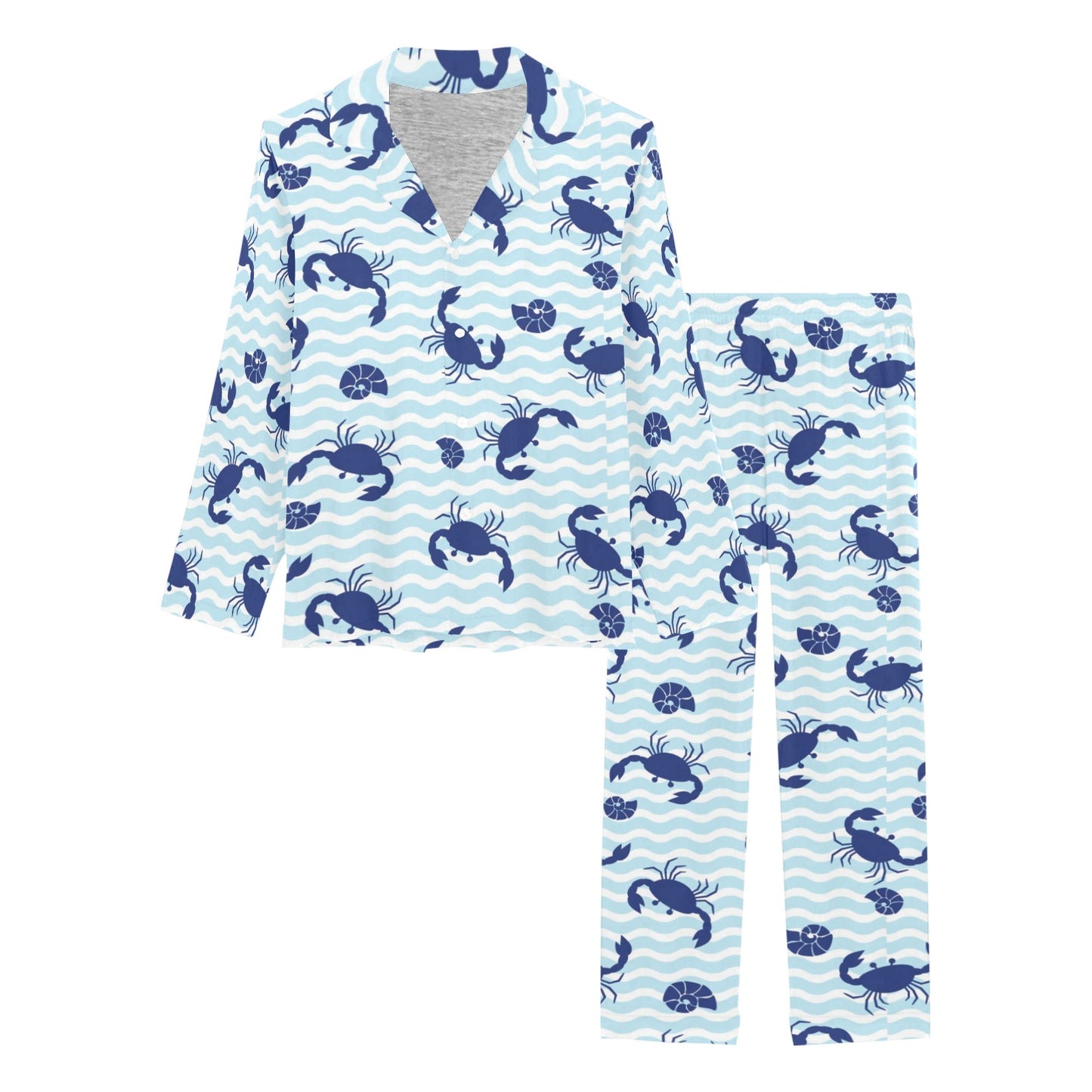 Crab Pattern Print Design 04 Women's Long Pajama Set
