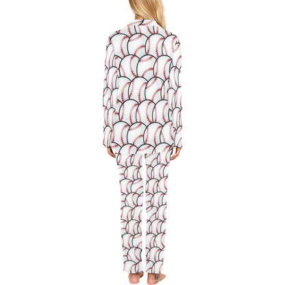 Baseball Pattern Women's Long Pajama Set
