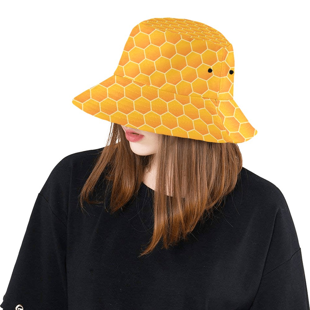 Honey Bee Honeycomb Print Design LKS3011 Unisex Bucket Hat