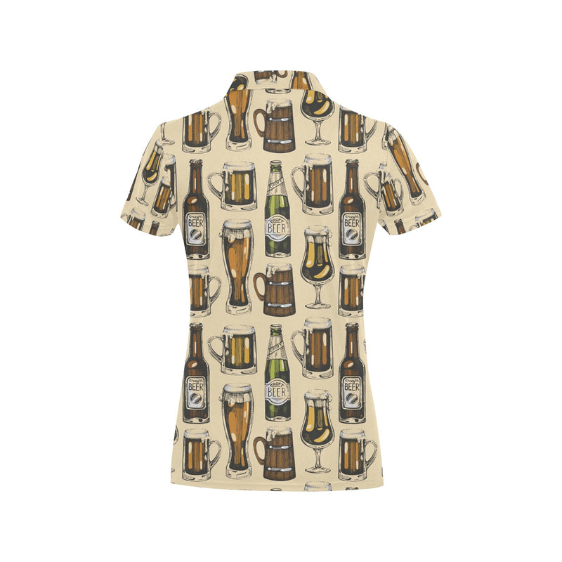 Beer Pattern Print Design 04 Women's Polo Shirt