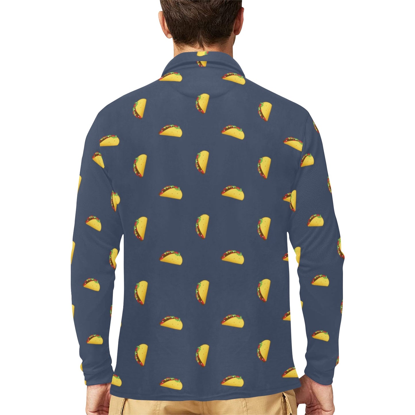 Taco Print Design LKS305 Long Sleeve Polo Shirt For Men's