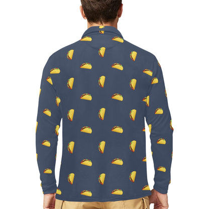 Taco Print Design LKS305 Long Sleeve Polo Shirt For Men's