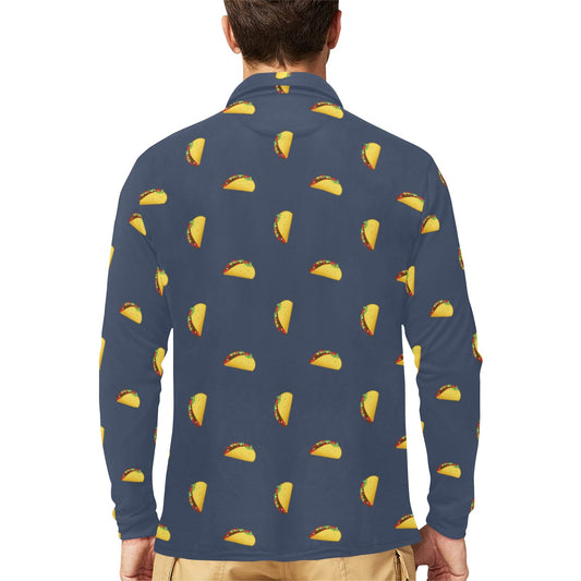 Taco Print Design LKS305 Long Sleeve Polo Shirt For Men's