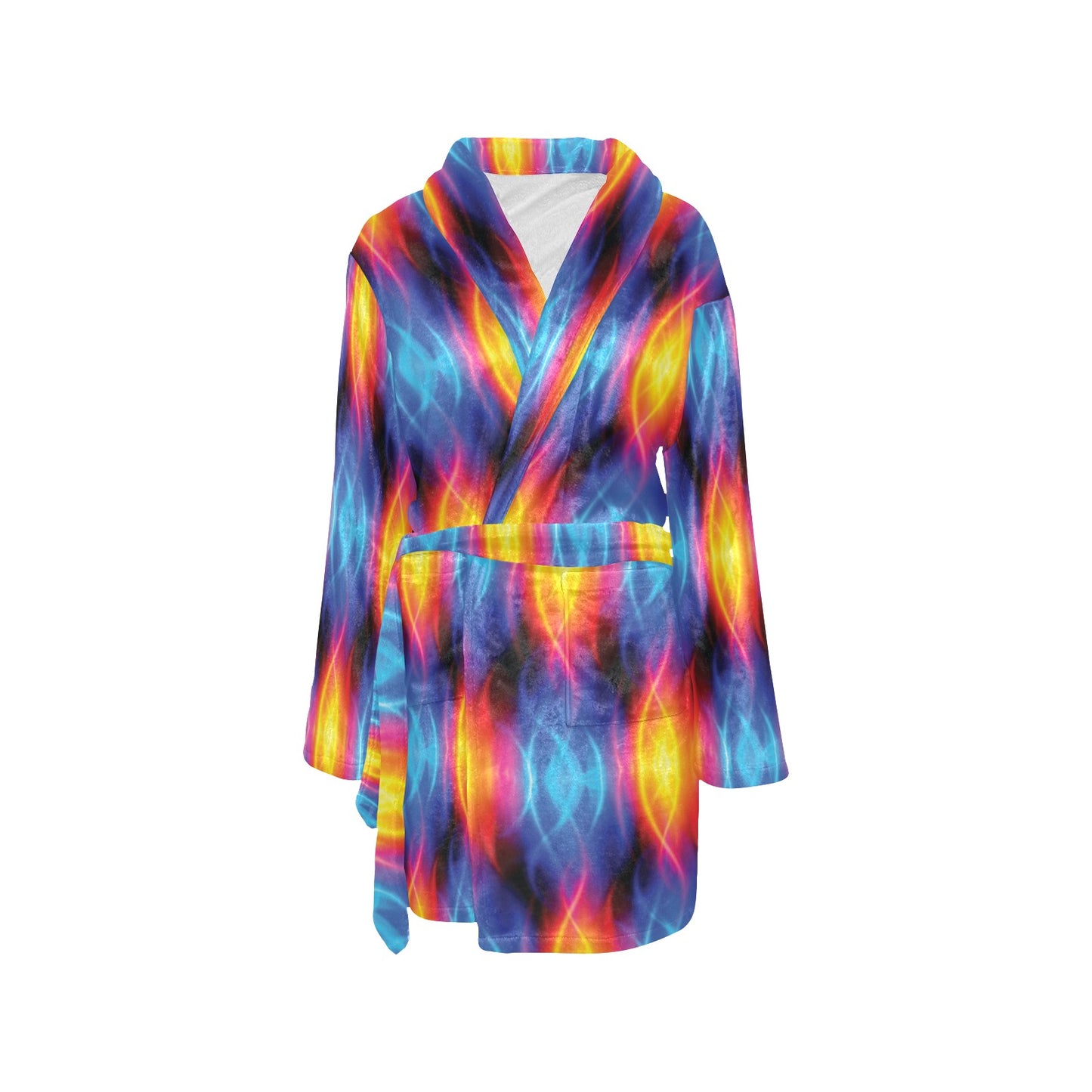 Flame Fire Blue Design Print Women's Fleece Robe