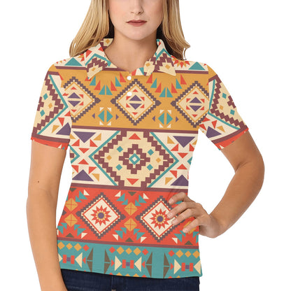 Navajo Pattern Print Design A01 Women's Polo Shirt