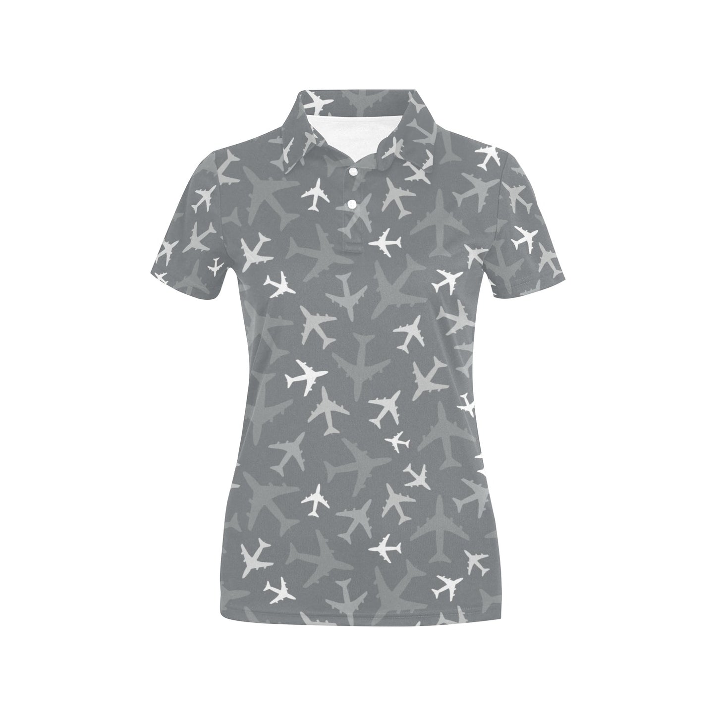 Airplane Pattern Print Design 02 Women's Polo Shirt