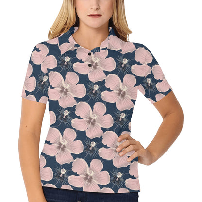 Plumeria Pattern Print Design PM018 Women's Polo Shirt