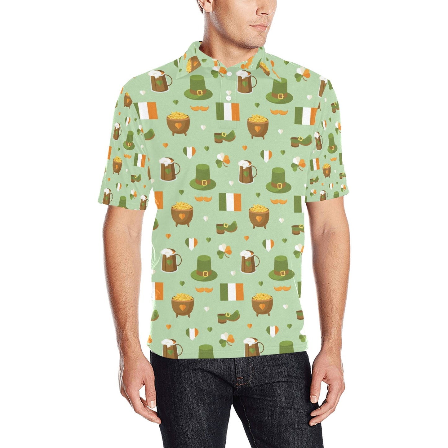 St Patricks Day Print Design LKS302 Men Polo Shirt