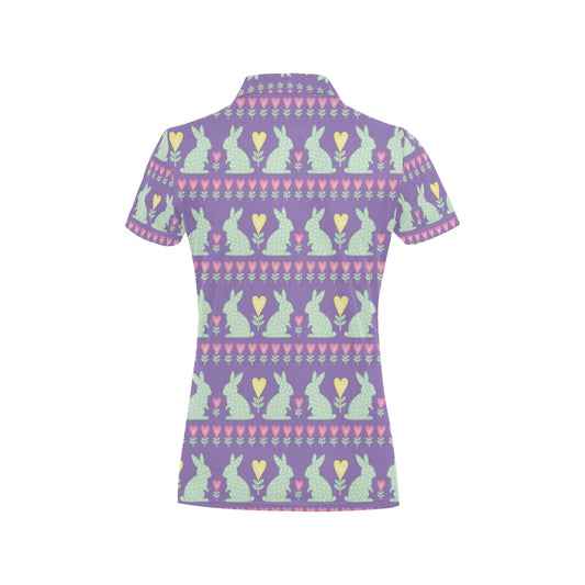 Rabbit Pattern Print Design RB01 Women's Polo Shirt