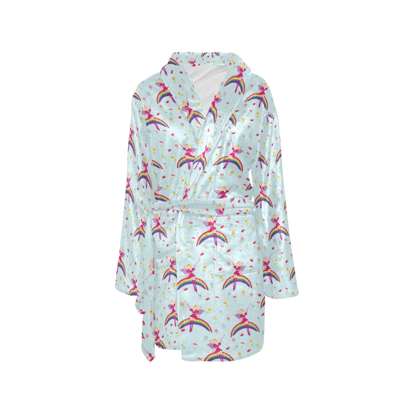 Fairy with Rainbow Print Pattern Women's Fleece Robe