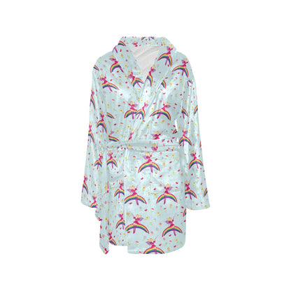 Fairy with Rainbow Print Pattern Women's Fleece Robe