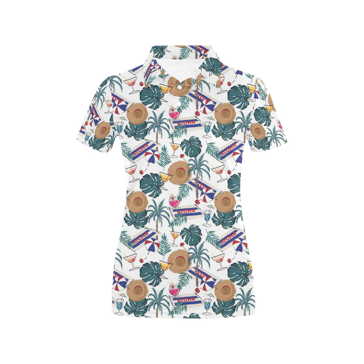 Aloha Hawaii Beach Pattern Print Design 04 Women's Polo Shirt
