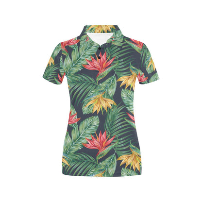 Bird Of Paradise Pattern Print Design BOP09 Women's Polo Shirt