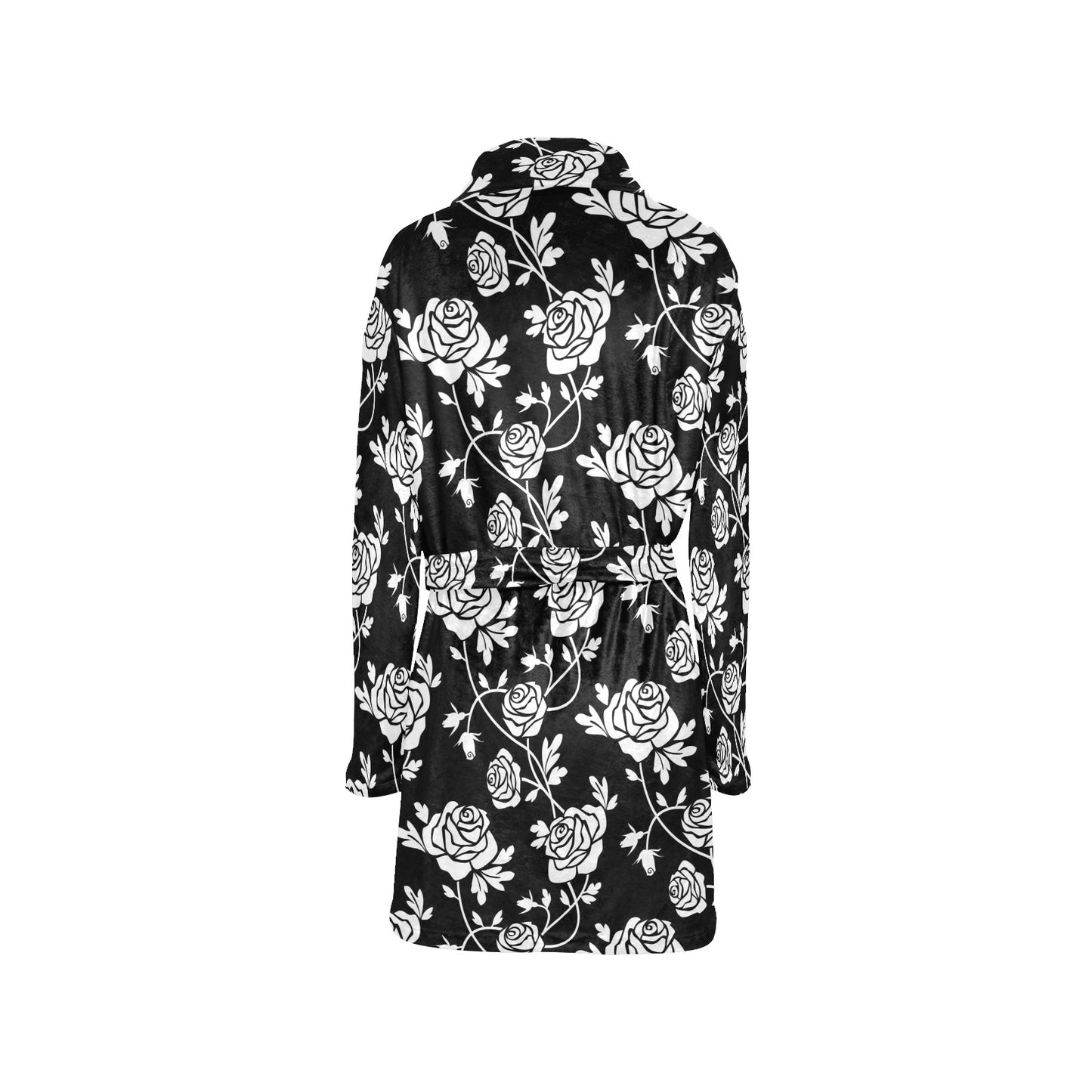 Rose Pattern Print Design RO013 Women's Fleece Robe