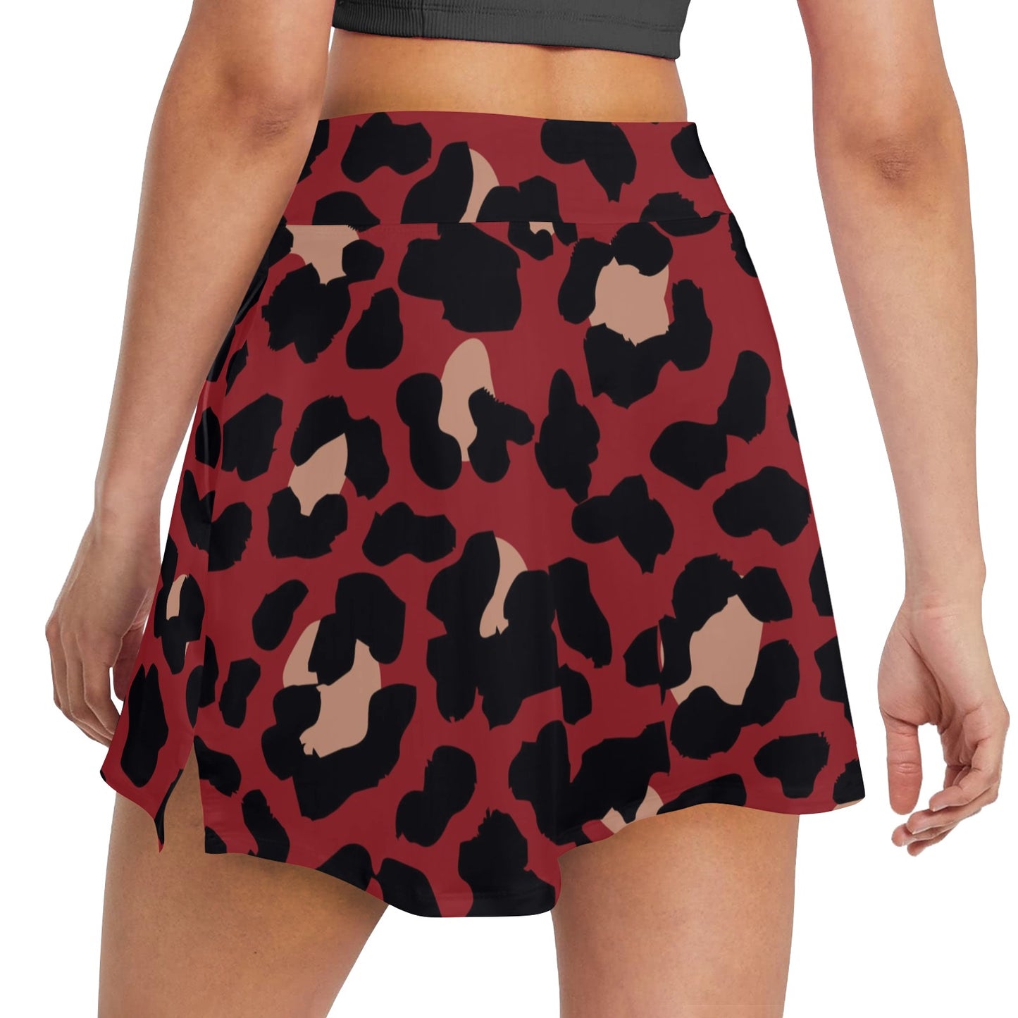 Cheetah Red Print Pattern 17" Golf & Pickleball Skort with Pockets