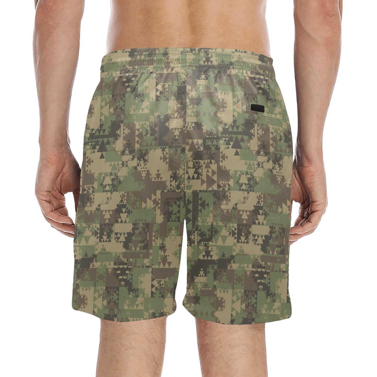 Camouflage Aztec Green Army Print Men's Swim Trunks Beach Shorts