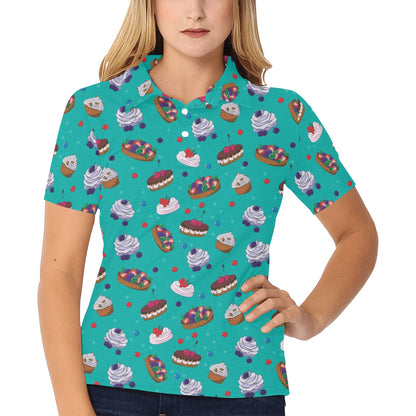 Cake Pattern Print Design 07 Women's Polo Shirt