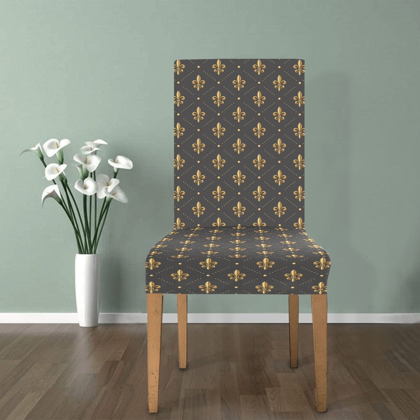 Fleur De Lis Print Design LKS402 Dining Chair Slipcover