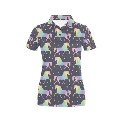 Rainbow Pattern Print Design A05 Women's Polo Shirt