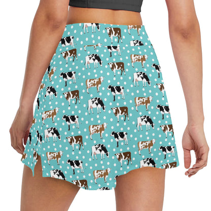 Cattle Print Design LKS405 17" Golf & Pickleball Skort with Pockets