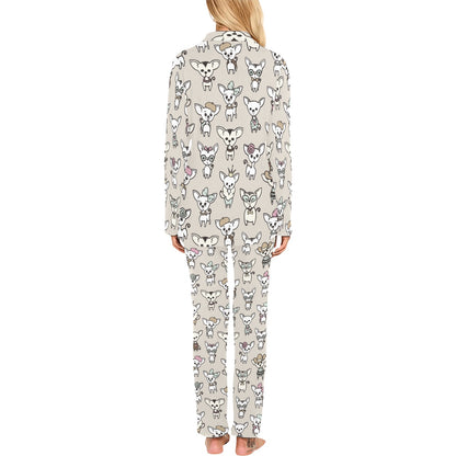 Chihuahua Pattern Print Design 02 Women's Long Pajama Set