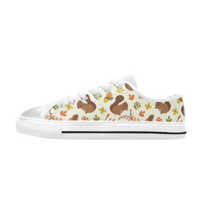 Squirrel Print Design LKS3010 Women's White Low Top Shoes