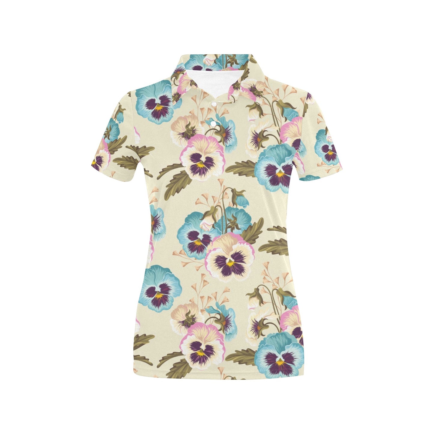 Pansy Pattern Print Design A02 Women's Polo Shirt