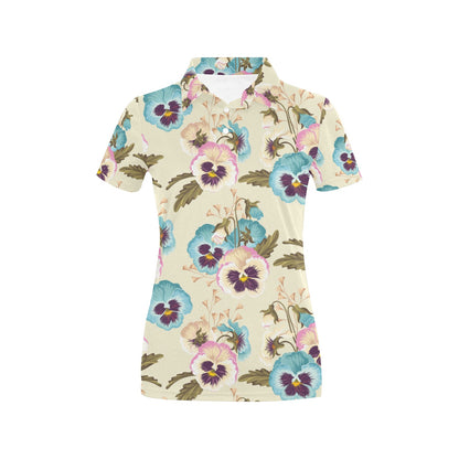 Pansy Pattern Print Design A02 Women's Polo Shirt