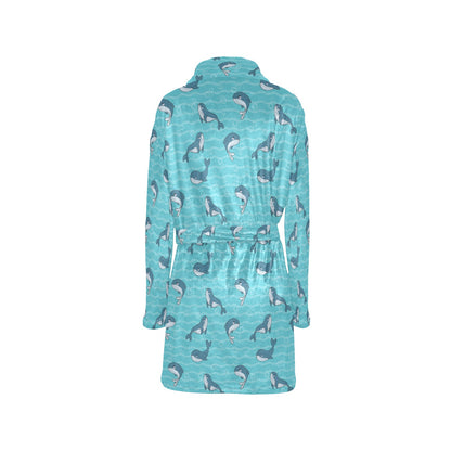 Whale Print Design LKS303 Women's Fleece Robe