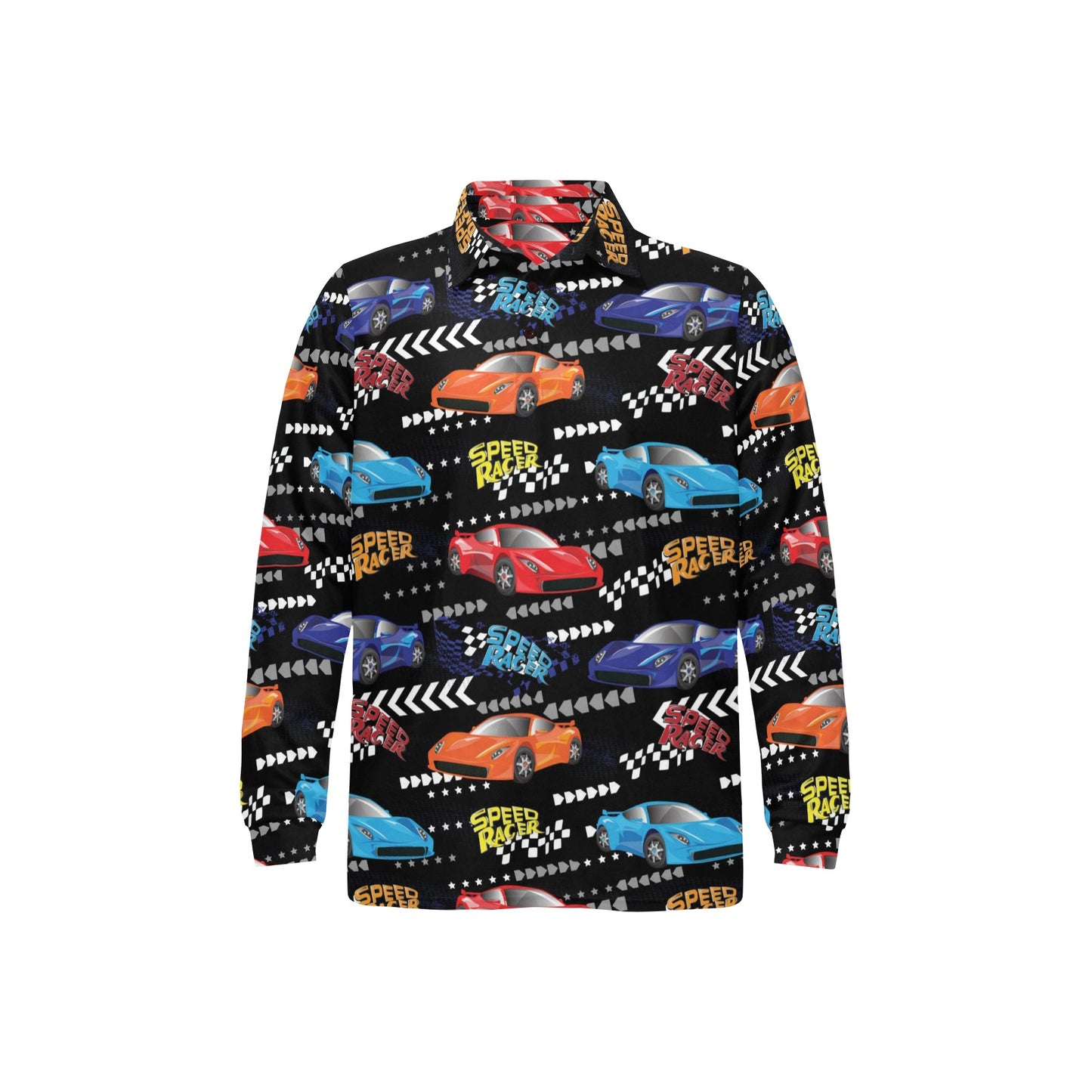 Racing Pattern Print Design A05 Long Sleeve Polo Shirt For Men's